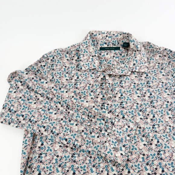 Perry Ellis Other - Perry Ellis Mens Large Floral Button Down Shirt Long Sleeve Cotton Blue Red Whit